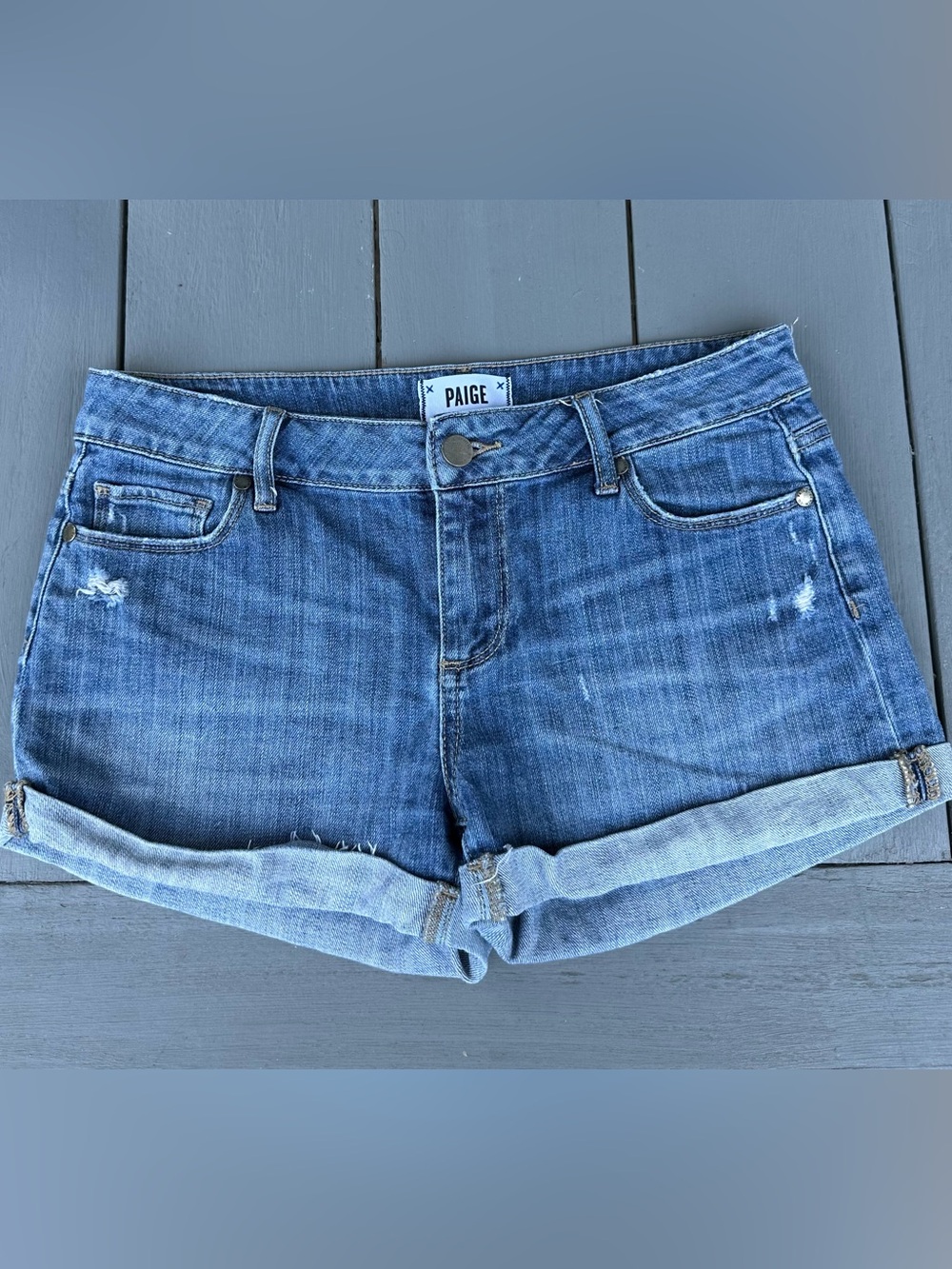 PAIGE Women's Jimmy Jimmy Cut Off Denim Short. Sz 25 Inseam 2.75"